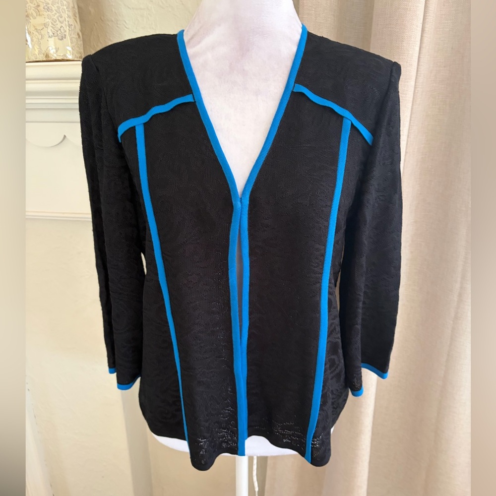 Ming Wang Black and Blue Cardigan lace size large